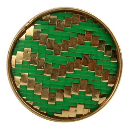 Round Green Metal And Wooden Wine Stopper